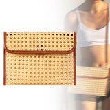 Maxbell Rattan Clutch Purse Fashion Versatile Summer Shoulder Bag for Holiday Picnic Brown