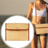 Maxbell Rattan Clutch Purse Fashion Versatile Summer Shoulder Bag for Holiday Picnic Brown