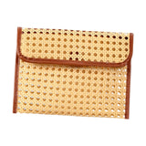 Maxbell Rattan Clutch Purse Fashion Versatile Summer Shoulder Bag for Holiday Picnic Brown