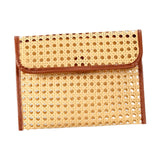 Maxbell Rattan Clutch Purse Fashion Versatile Summer Shoulder Bag for Holiday Picnic Brown