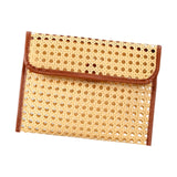 Maxbell Rattan Clutch Purse Fashion Versatile Summer Shoulder Bag for Holiday Picnic Brown
