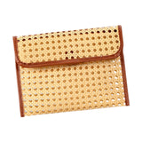 Maxbell Rattan Clutch Purse Fashion Versatile Summer Shoulder Bag for Holiday Picnic Brown