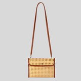 Maxbell Rattan Clutch Purse Fashion Versatile Summer Shoulder Bag for Holiday Picnic Brown