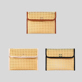 Maxbell Rattan Clutch Purse Fashion Versatile Summer Shoulder Bag for Holiday Picnic Brown