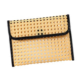 Maxbell Rattan Clutch Purse Fashion Versatile Summer Shoulder Bag for Holiday Picnic Black
