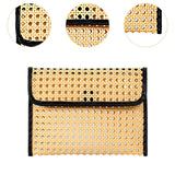 Maxbell Rattan Clutch Purse Fashion Versatile Summer Shoulder Bag for Holiday Picnic Black