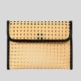 Maxbell Rattan Clutch Purse Fashion Versatile Summer Shoulder Bag for Holiday Picnic Black