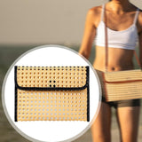 Maxbell Rattan Clutch Purse Fashion Versatile Summer Shoulder Bag for Holiday Picnic Black