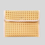 Maxbell Rattan Clutch Purse Fashion Versatile Summer Shoulder Bag for Holiday Picnic White