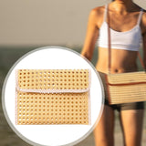 Maxbell Rattan Clutch Purse Fashion Versatile Summer Shoulder Bag for Holiday Picnic White