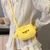 Maxbell Women Knitted Crossbody Bag Casual Shoulder Purse for Summer Shopping Travel Yellow