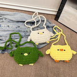 Maxbell Women Knitted Crossbody Bag Casual Shoulder Purse for Summer Shopping Travel Yellow