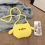 Maxbell Women Knitted Crossbody Bag Casual Shoulder Purse for Summer Shopping Travel Yellow