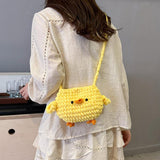 Maxbell Women Knitted Crossbody Bag Casual Shoulder Purse for Summer Shopping Travel Yellow