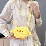 Maxbell Women Knitted Crossbody Bag Casual Shoulder Purse for Summer Shopping Travel Yellow