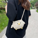 Maxbell Women Knitted Crossbody Bag Casual Shoulder Purse for Summer Shopping Travel Beige