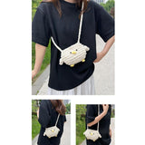 Maxbell Women Knitted Crossbody Bag Casual Shoulder Purse for Summer Shopping Travel Beige