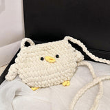 Maxbell Women Knitted Crossbody Bag Casual Shoulder Purse for Summer Shopping Travel Beige