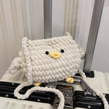 Maxbell Women Knitted Crossbody Bag Casual Shoulder Purse for Summer Shopping Travel Beige