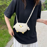 Maxbell Women Knitted Crossbody Bag Casual Shoulder Purse for Summer Shopping Travel Beige