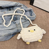 Maxbell Women Knitted Crossbody Bag Casual Shoulder Purse for Summer Shopping Travel Beige