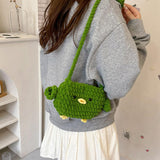 Maxbell Women Knitted Crossbody Bag Casual Shoulder Purse for Summer Shopping Travel Green