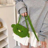 Maxbell Women Knitted Crossbody Bag Casual Shoulder Purse for Summer Shopping Travel Green