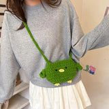 Maxbell Women Knitted Crossbody Bag Casual Shoulder Purse for Summer Shopping Travel Green