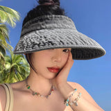 Maxbell Womens Sun Hat Fashion Wide Brim Portable Sports Hat for Party Travel Hiking Gray