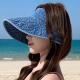 Maxbell Womens Sun Hat Fashion Wide Brim Portable Sports Hat for Party Travel Hiking Blue