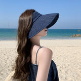 Maxbell Womens Sun Hat Fashion Wide Brim Portable Sports Hat for Party Travel Hiking Dark Blue