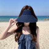 Maxbell Womens Sun Hat Fashion Wide Brim Portable Sports Hat for Party Travel Hiking Dark Blue