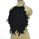 Maxbell Artificial Feather Halter Tank Top Crop Top for Party Gift Stage Performance