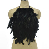 Maxbell Artificial Feather Halter Tank Top Crop Top for Party Gift Stage Performance