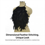 Maxbell Artificial Feather Halter Tank Top Crop Top for Party Gift Stage Performance