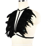 Maxbell Artificial Festival Feathers Harness Cosplay Bra for Photo Props Performance