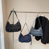 Maxbell Women's Shoulder Bag Tote Adjustable Strap Retro Aesthetic Casual Hobo Purse Light Blue