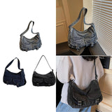 Maxbell Women's Shoulder Bag Tote Adjustable Strap Retro Aesthetic Casual Hobo Purse Light Blue