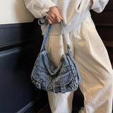 Maxbell Women's Shoulder Bag Tote Adjustable Strap Retro Aesthetic Casual Hobo Purse Light Blue