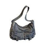 Maxbell Women's Shoulder Bag Tote Adjustable Strap Retro Aesthetic Casual Hobo Purse Light Blue