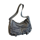 Maxbell Women's Shoulder Bag Tote Adjustable Strap Retro Aesthetic Casual Hobo Purse Light Blue