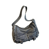 Maxbell Women's Shoulder Bag Tote Adjustable Strap Retro Aesthetic Casual Hobo Purse Light Blue