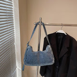 Maxbell Women's Shoulder Bag Tote Adjustable Strap Retro Aesthetic Casual Hobo Purse Light Blue