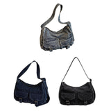 Maxbell Women's Shoulder Bag Tote Adjustable Strap Retro Aesthetic Casual Hobo Purse Light Blue