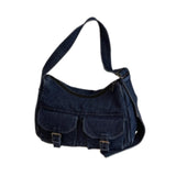 Maxbell Women's Shoulder Bag Tote Adjustable Strap Retro Aesthetic Casual Hobo Purse Dark Blue