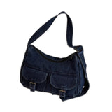 Maxbell Women's Shoulder Bag Tote Adjustable Strap Retro Aesthetic Casual Hobo Purse Dark Blue