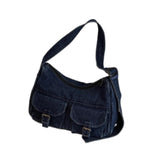 Maxbell Women's Shoulder Bag Tote Adjustable Strap Retro Aesthetic Casual Hobo Purse Dark Blue