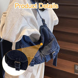 Maxbell Women's Shoulder Bag Tote Adjustable Strap Retro Aesthetic Casual Hobo Purse Dark Blue