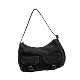 Maxbell Women's Shoulder Bag Tote Adjustable Strap Retro Aesthetic Casual Hobo Purse black