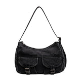 Maxbell Women's Shoulder Bag Tote Adjustable Strap Retro Aesthetic Casual Hobo Purse black